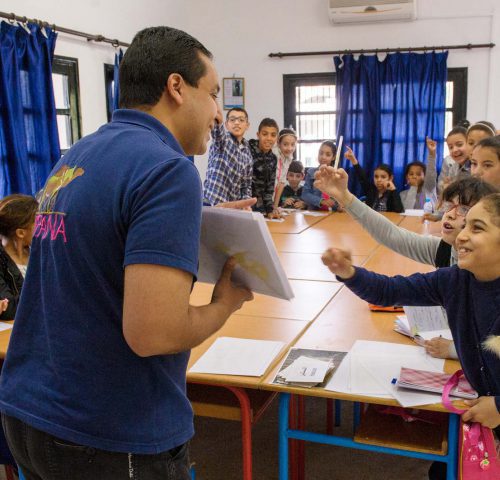 SPANA vet teaching class of children in Morocco