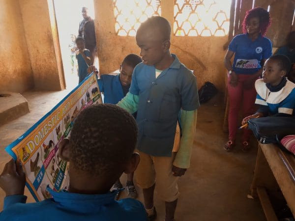 Children in Cameroon learn about animal welfare through SPANA classes.