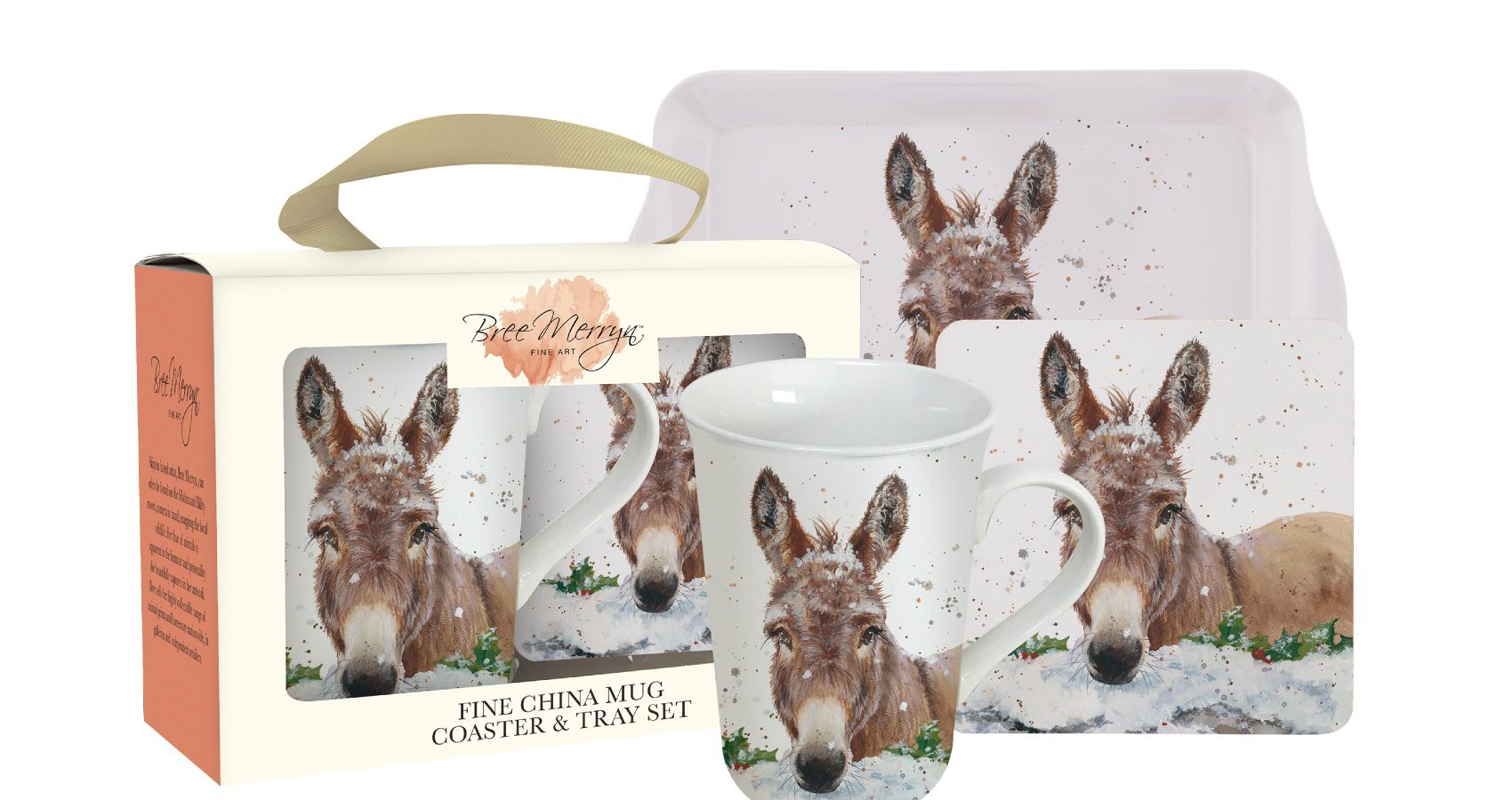 Donkey Teatime Gift Set containing a tray, coaster and mug