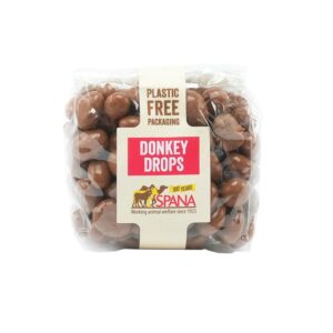 Chocolate covered raisins in biodegradable bag
